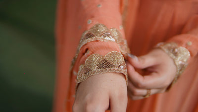 "Afreen" Solid Coral Orange Maxi – 3 Piece Set