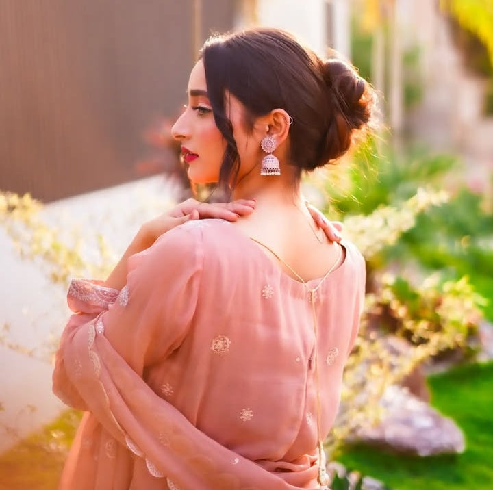 Tea Pink Peach Banarsi Sharara – 3 Piece Set