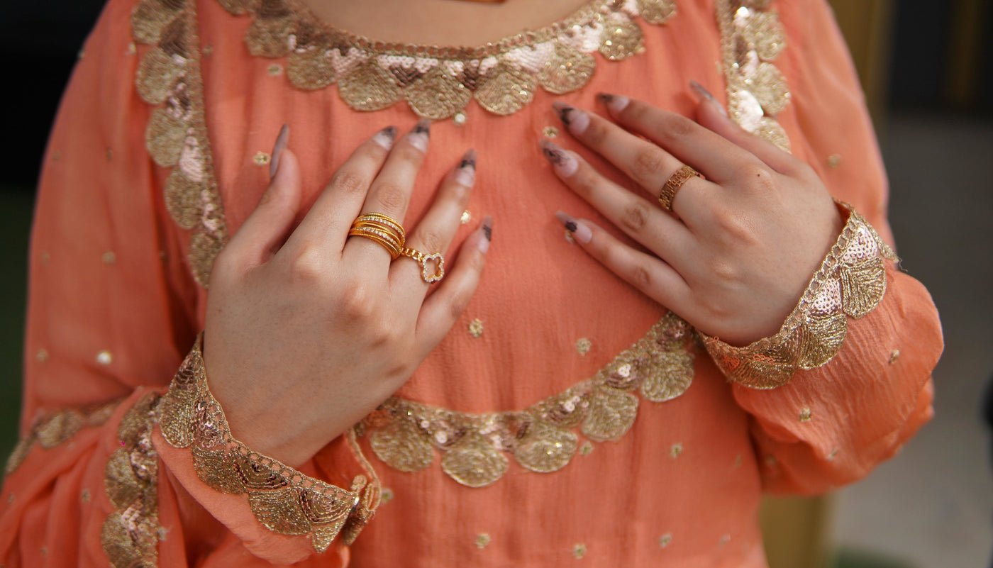 "Afreen" Solid Coral Orange Maxi – 3 Piece Set