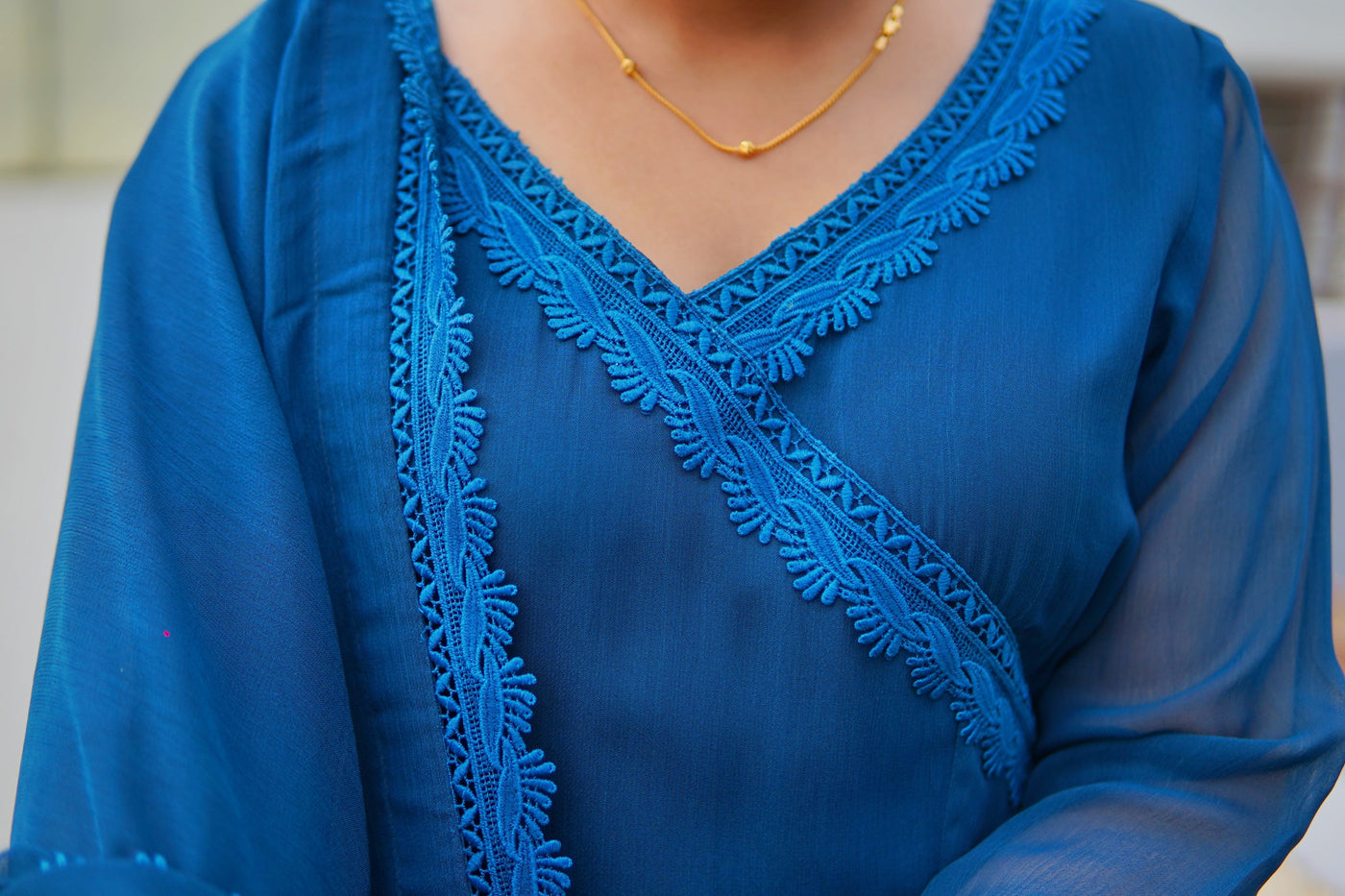 Gentian Blue Full-Flare Maxi – 3 Piece Set