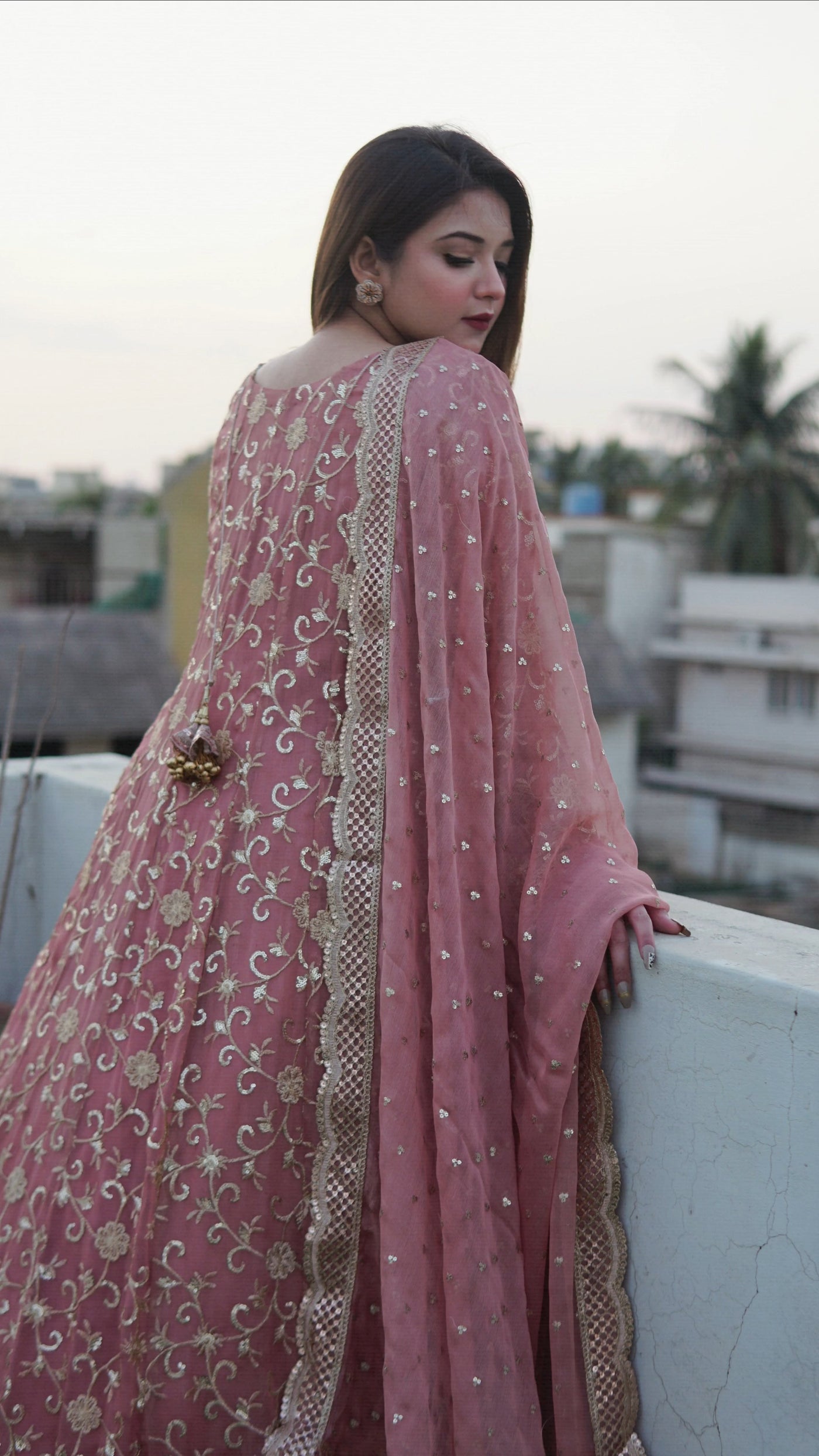 Golden sequence work peach maxi