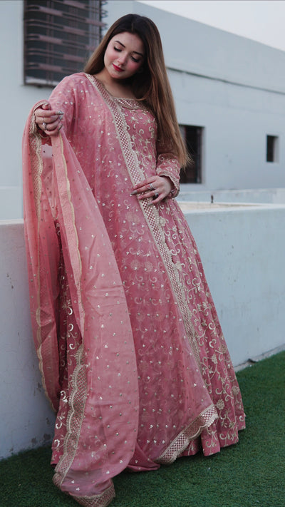 Golden sequence work peach maxi