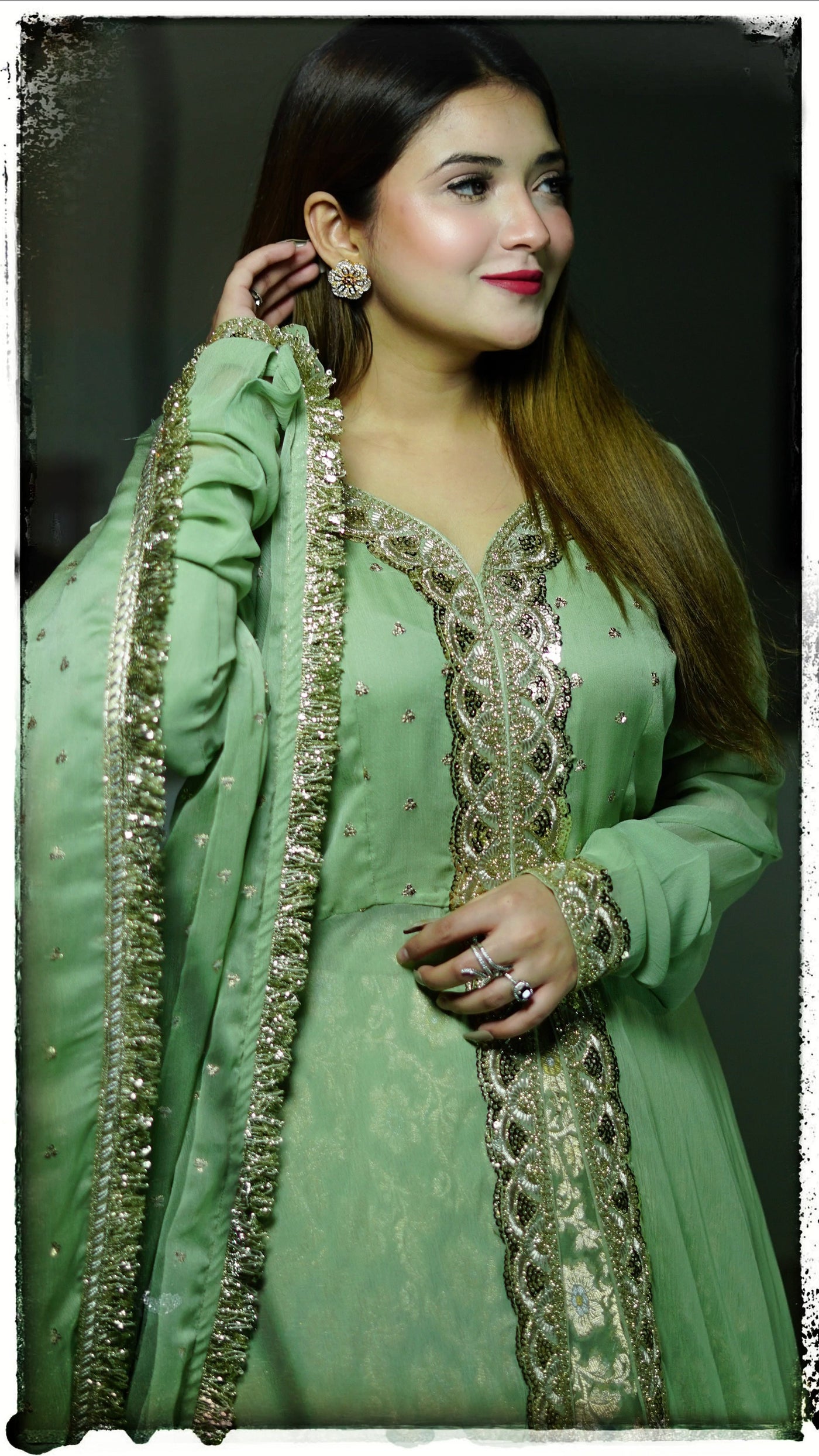 Front open shirt with Banarsi sharara