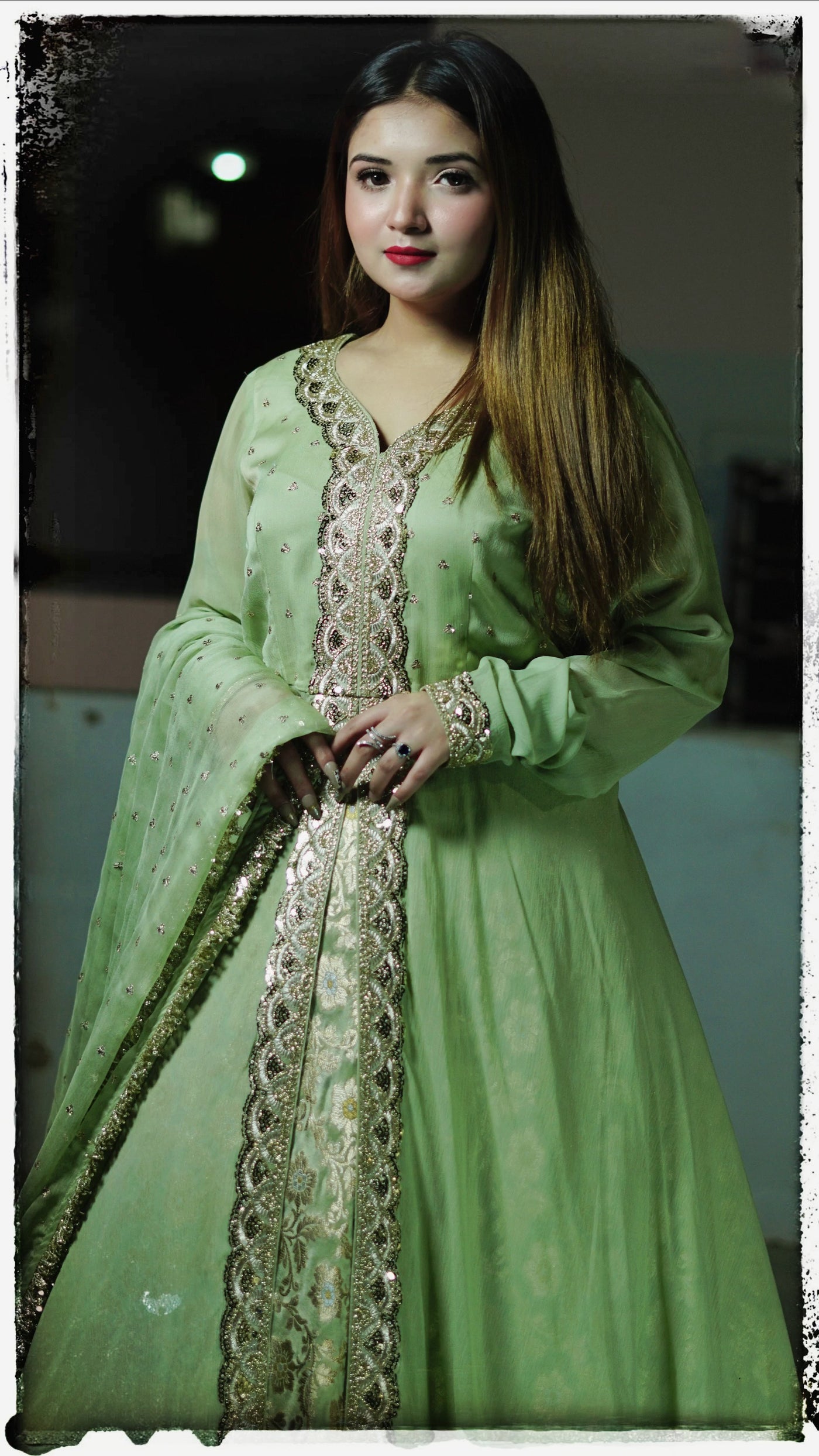 Front open shirt with Banarsi sharara