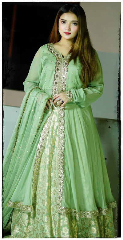 Front open shirt with Banarsi sharara