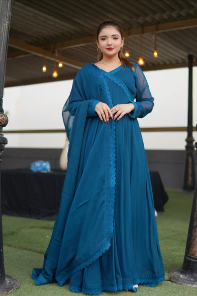 Gentian Blue Full-Flare Maxi – 3 Piece Set