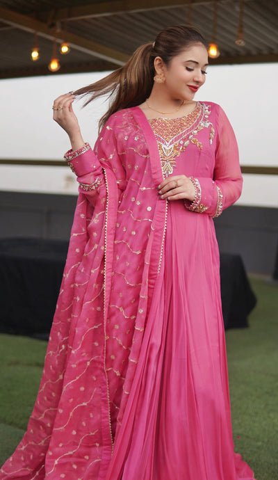 Gulnar – Rose Quartz Pink Maxi (3-Piece Set)