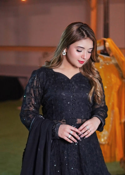 Siyah Noor – Black Peplum Sharara Set (3-Piece)