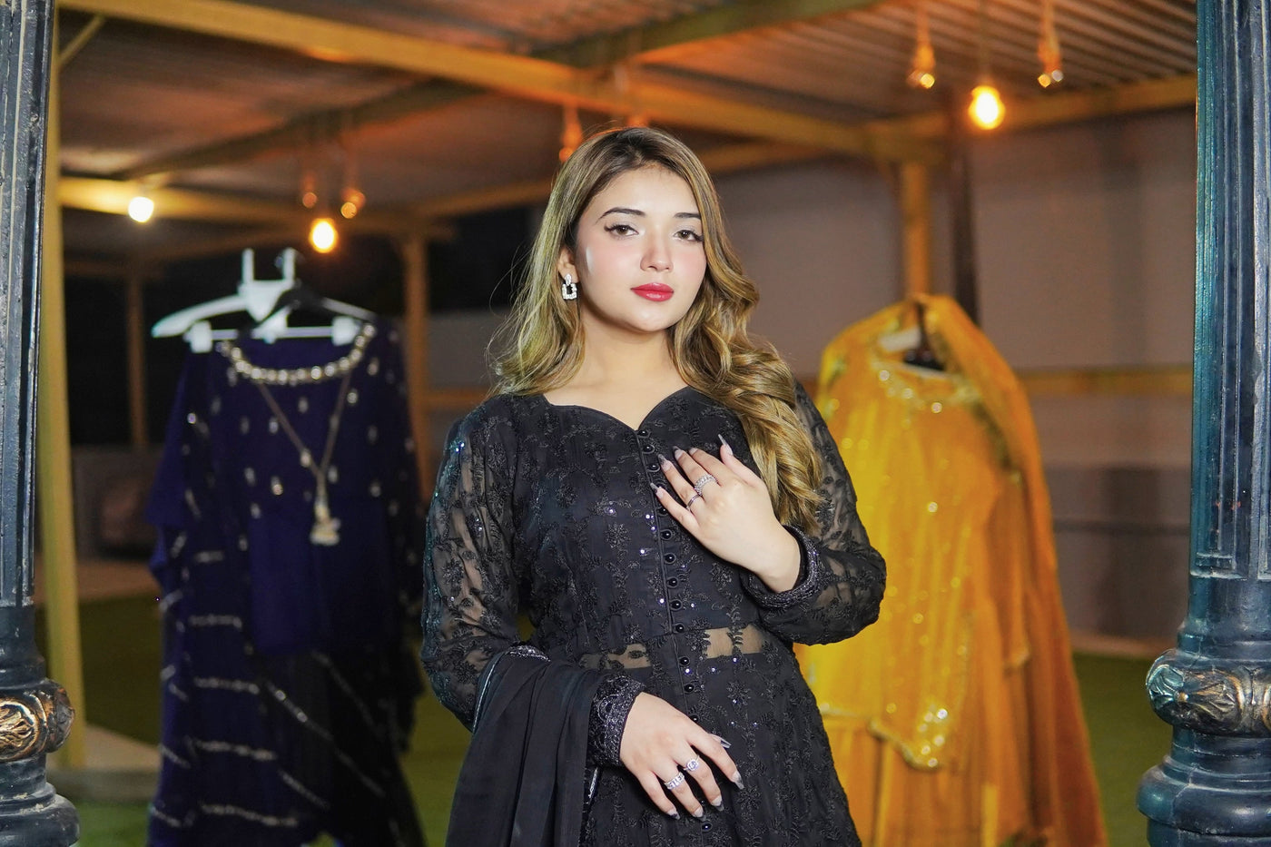 Siyah Noor – Black Peplum Sharara Set (3-Piece)