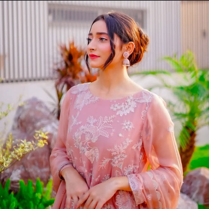 Tea Pink Peach Banarsi Sharara – 3 Piece Set